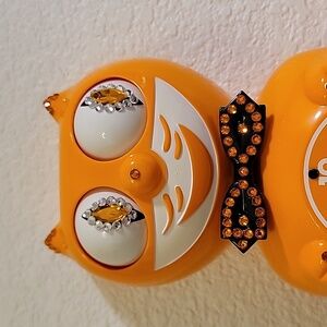 Jeweled Festival Orange Delight Kit Kat Cat Klock Clock